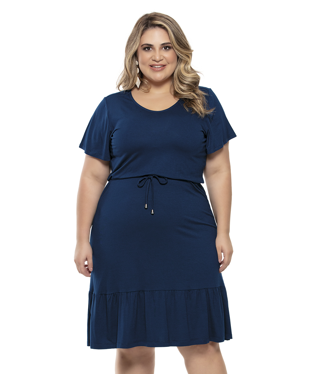 Vestido Plus Size Azul Viscose