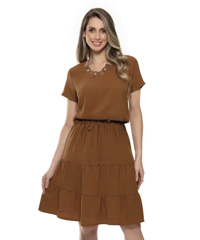 Vestido Soltinho Midi Marrom
