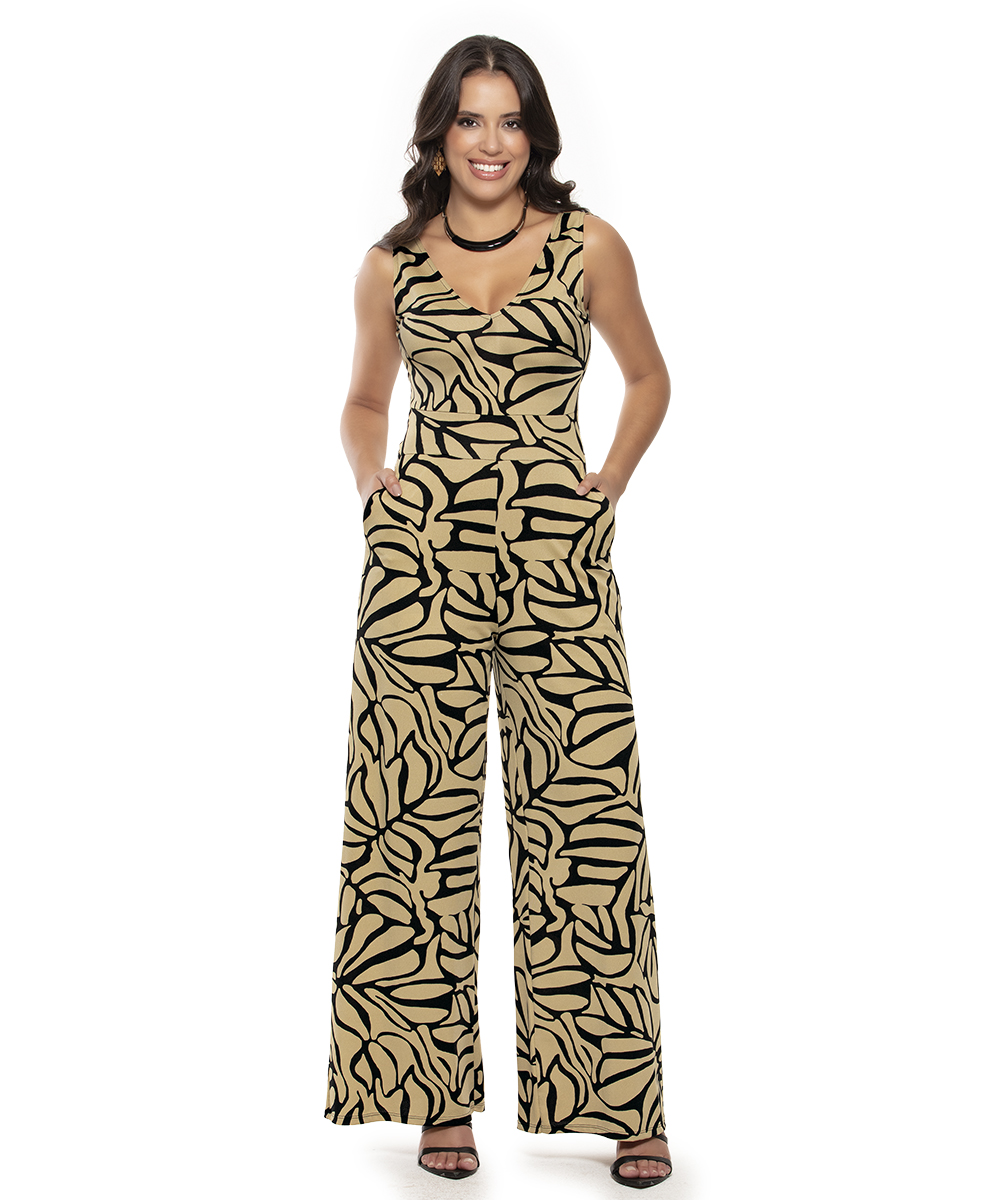 Macacão Feminino Longo Bolsos Frontais