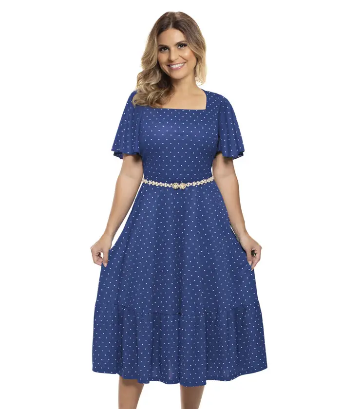 Vestido Soltinho Azul Poá