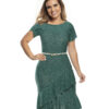 Vestido Social Feminino Poá Verde