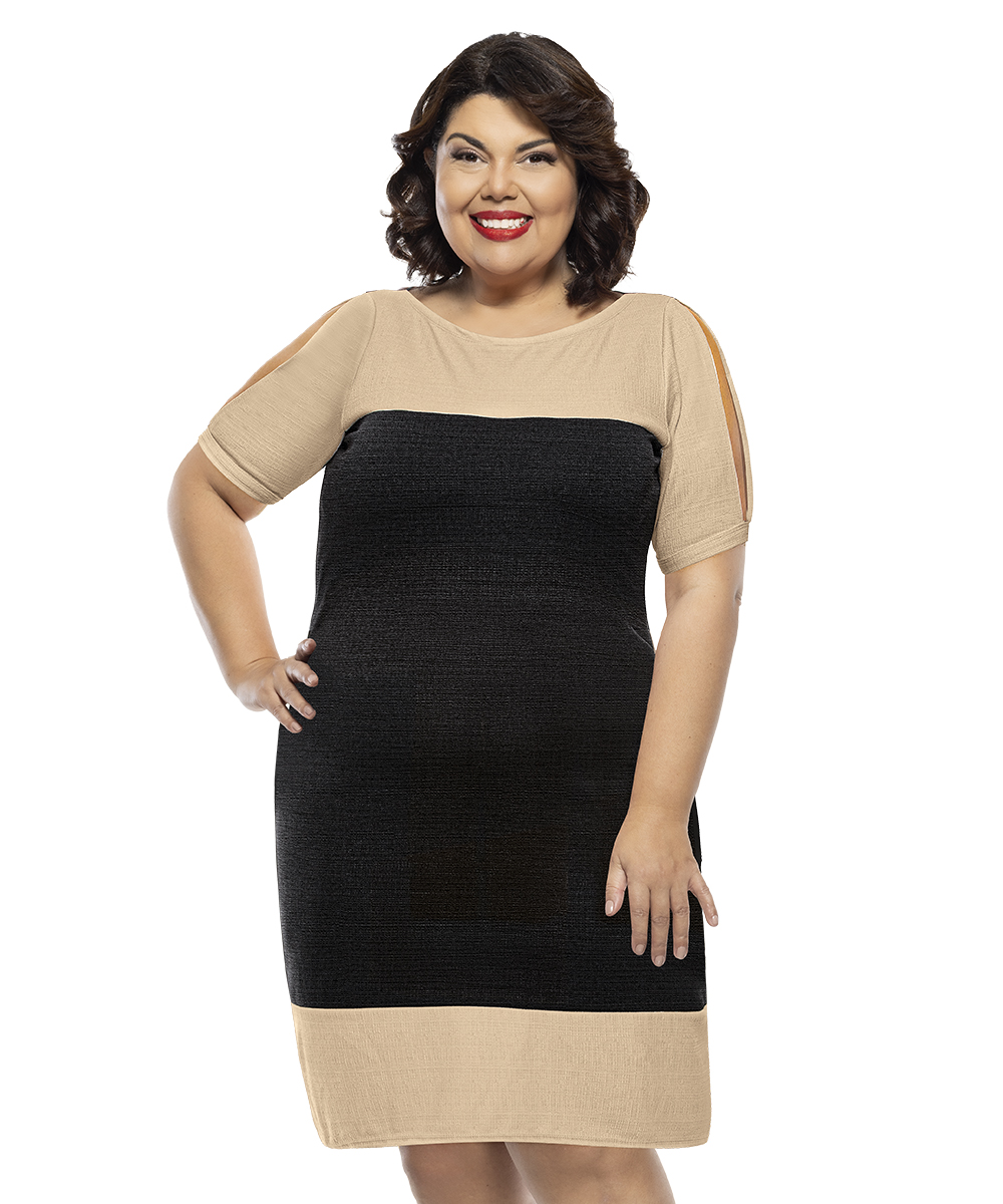 Vestido Plus Size Bicolor