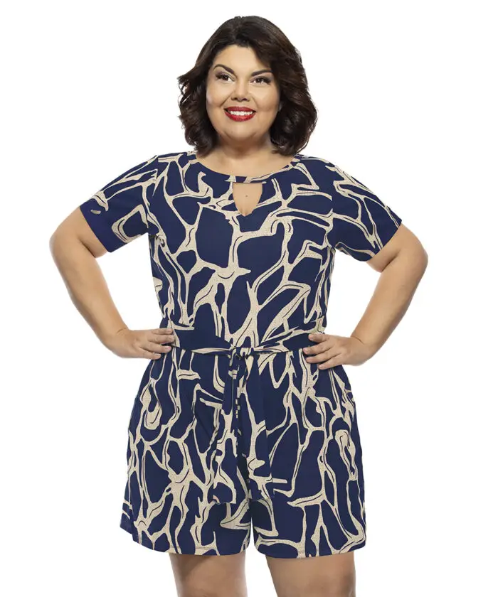 Macacão Feminino Plus Size Estampado
