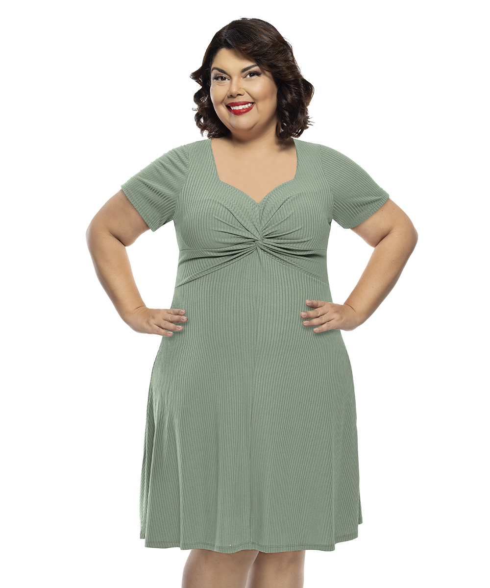 Vestido Plus Size Verde Oliva
