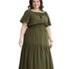 Vestido Longo Plus Size Verde Militar
