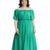 Vestido Longo Plus Size Verde Bandeira