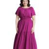 Vestido Longo Plus Size Fucsia