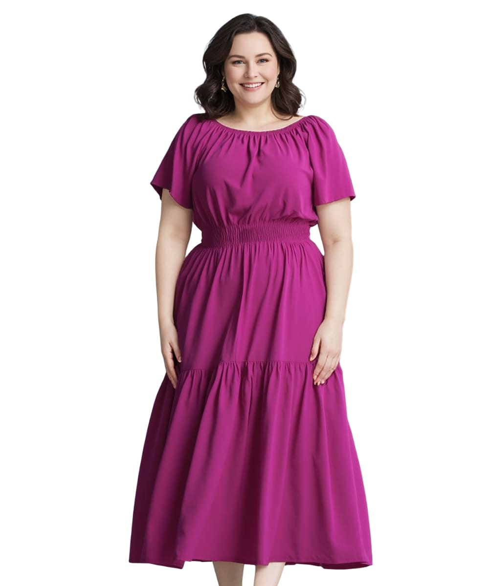 Vestido Longo Plus Size Fucsia