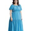 Vestido Longo Plus Size Azul Jeans