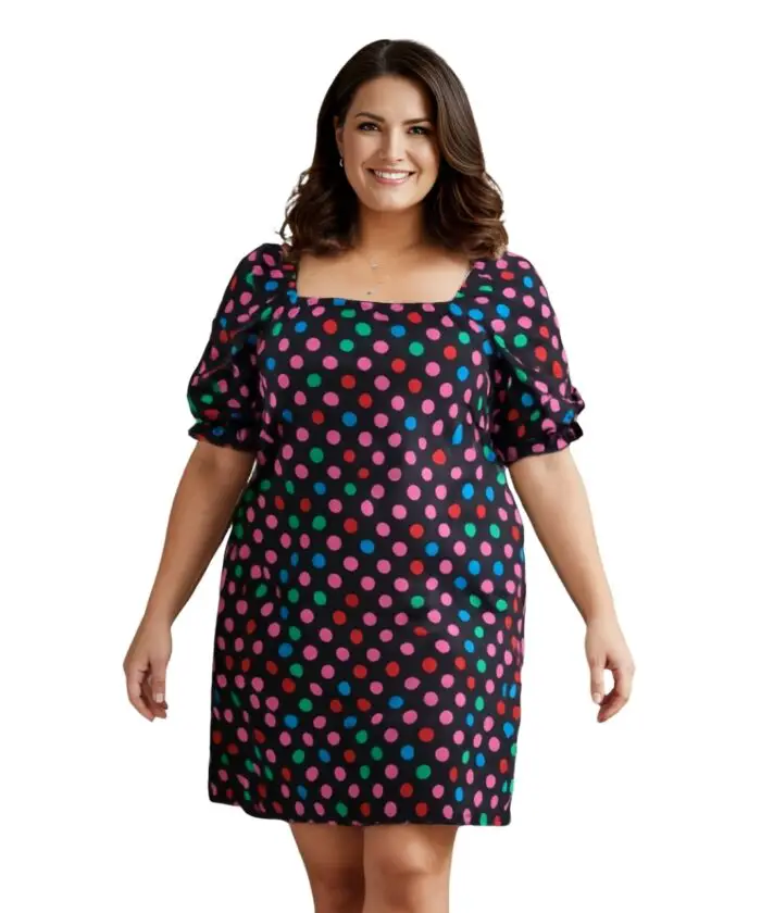 Vestido Plus Size Curto Poá