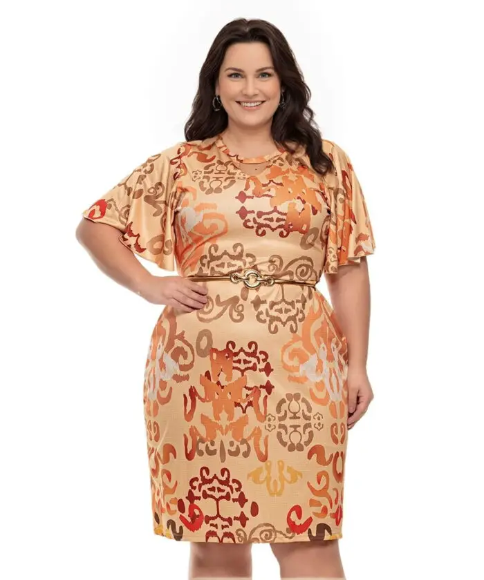 Vestido Plus Size Estampa Elegante