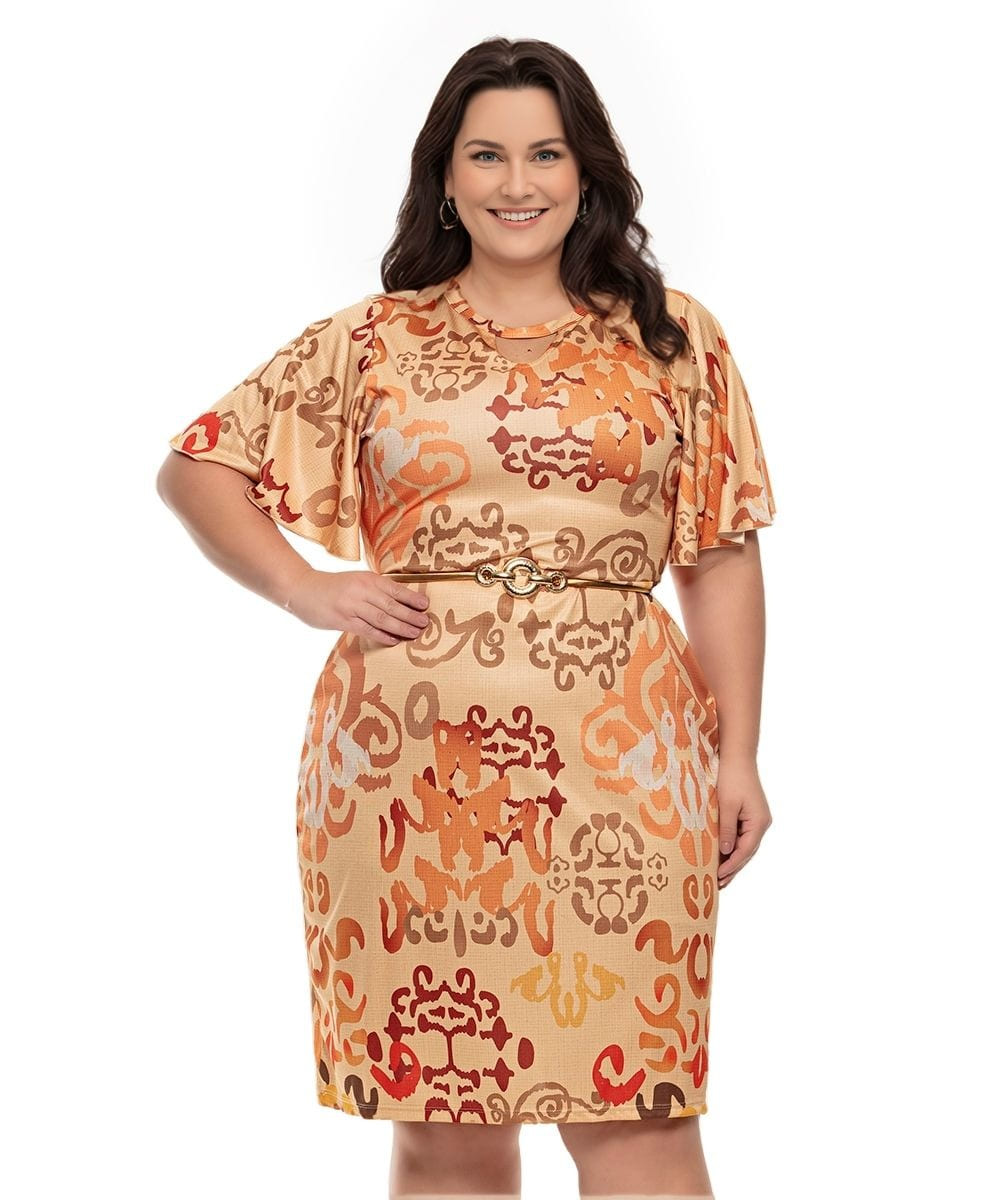 Vestido Plus Size Estampa Elegante