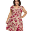 Vestido Plus Size Estampa Folhagens