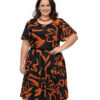 Vestido Plus Size Estampado Terracota