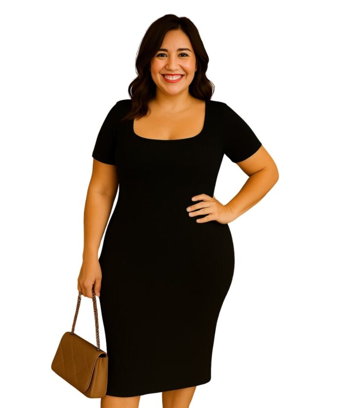 Vestido Plus Size Midi Preto