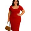 Vestido Plus Size Midi Vermelho