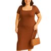 Vestido Plus Size Midi Marrom