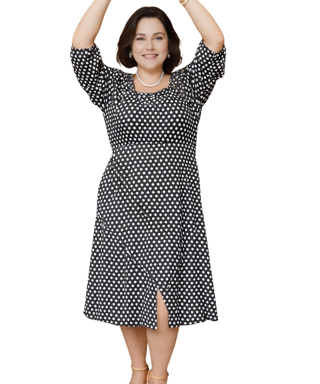 Vestido Plus Size Midi Poá