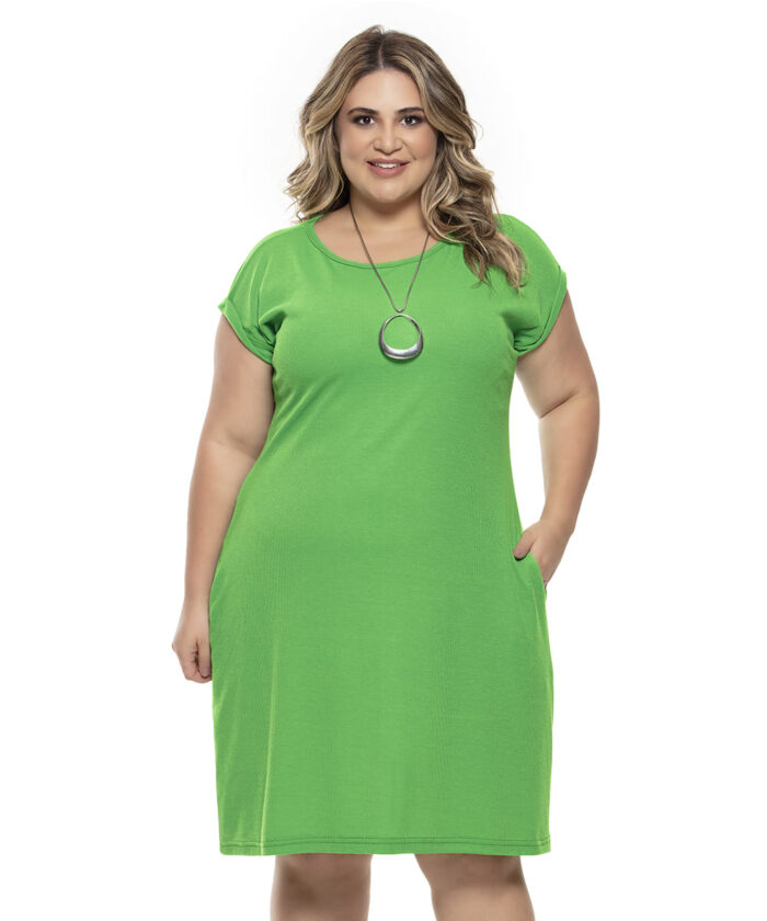 Vestido Plus Size Verde Clássico