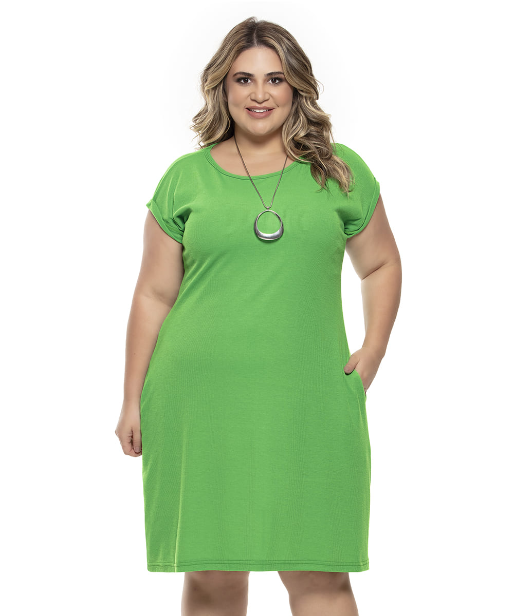 Vestido Plus Size Verde Clássico