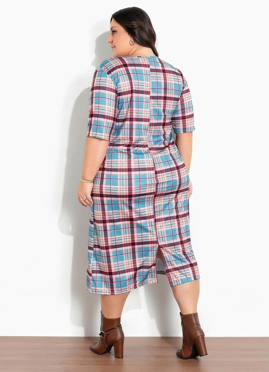 Vestido Plus Size Xadrez Vestido Plus Size Xadrez