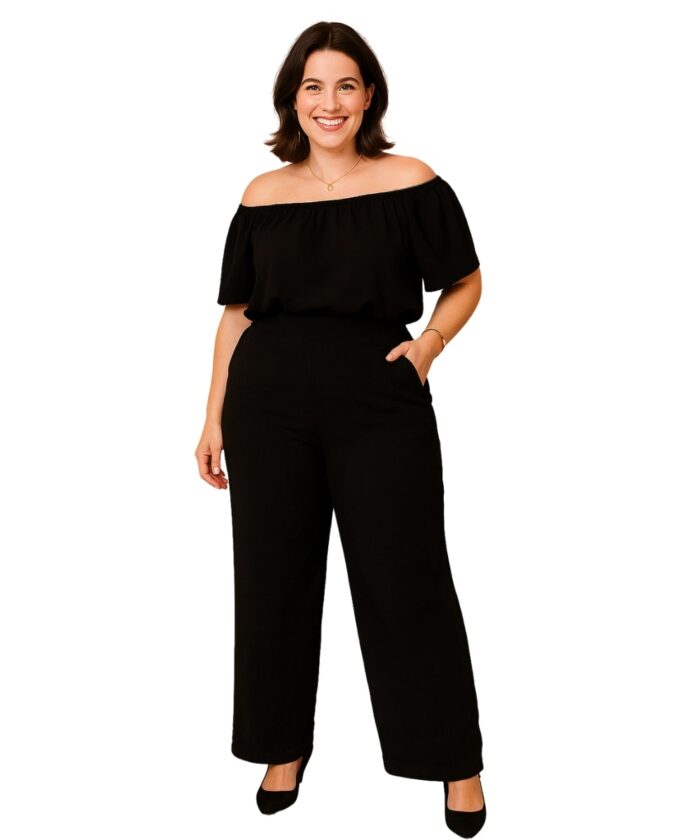 Macacão Plus Size Elegante Preto