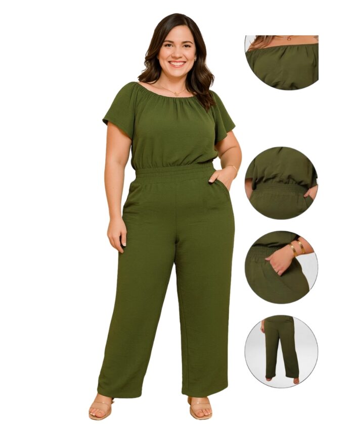 Macacão Plus Size Elegante Verde