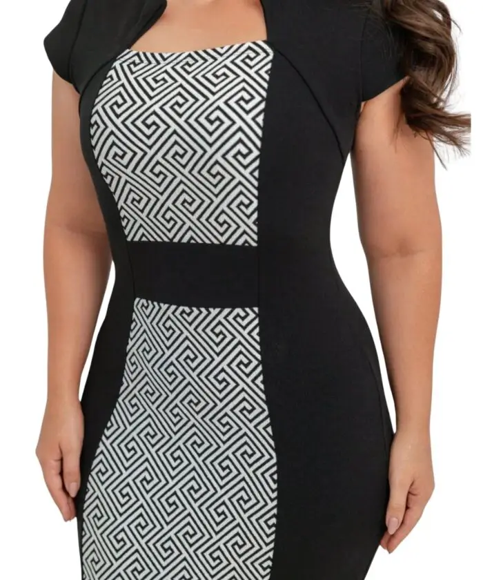 Vestido Tubinho Social Bicolor