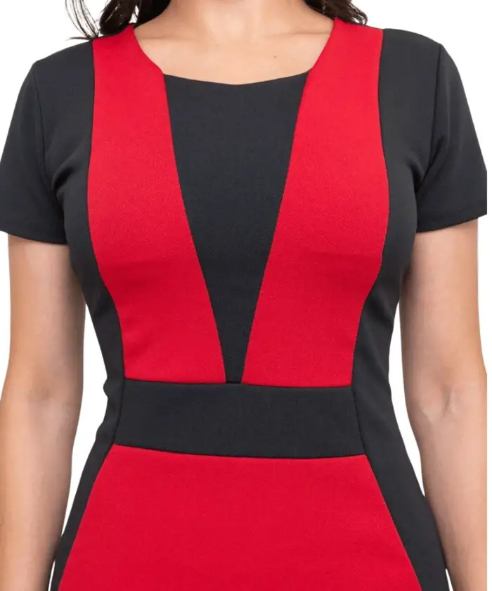 Vestido Feminino Bicolor Vermelho