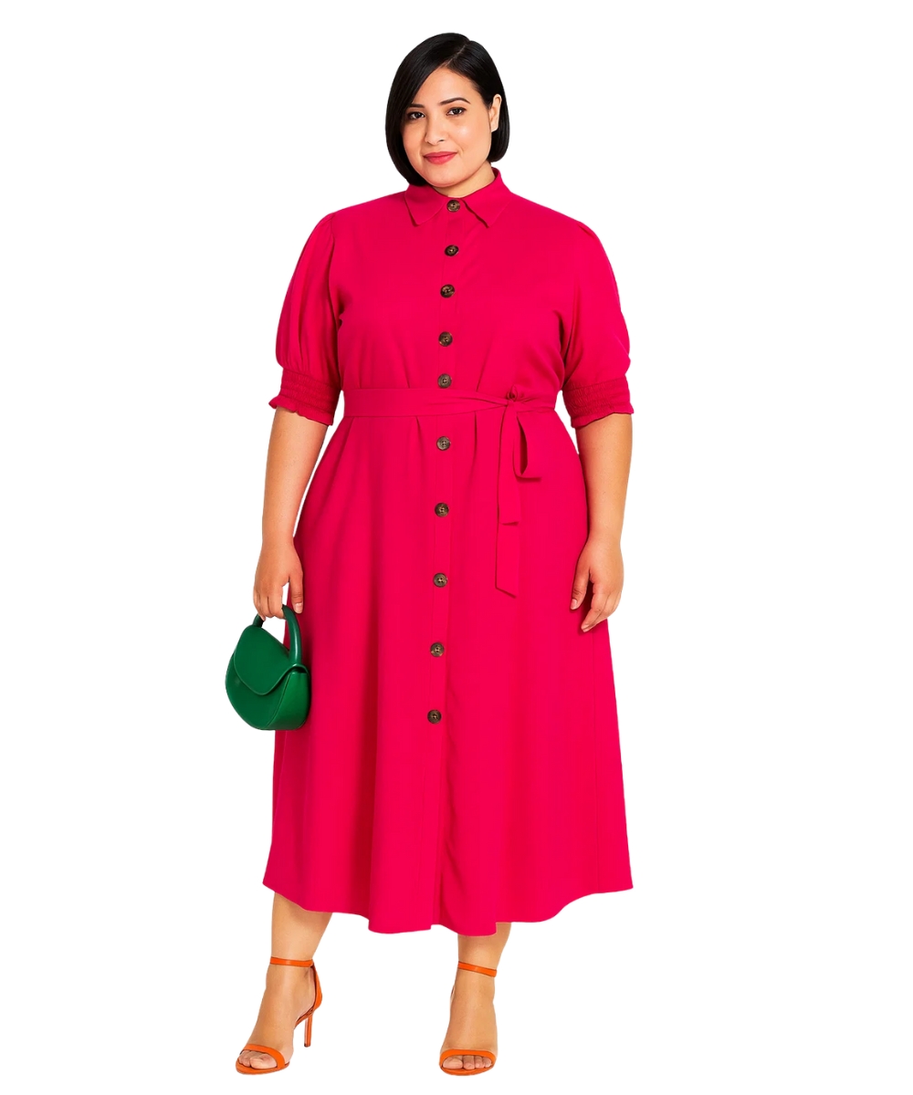 Vestido Longo Plus Size Chemise Pink