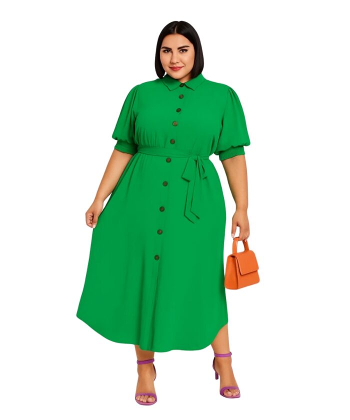 Vestido Longo Plus Size Chemise Verde