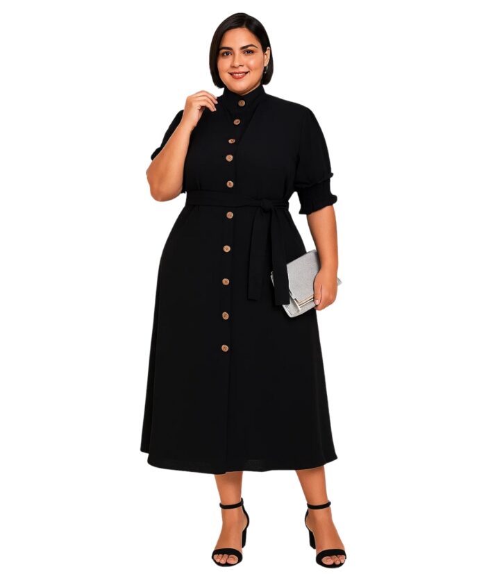 Vestido Longo Plus Size Chemise Preto