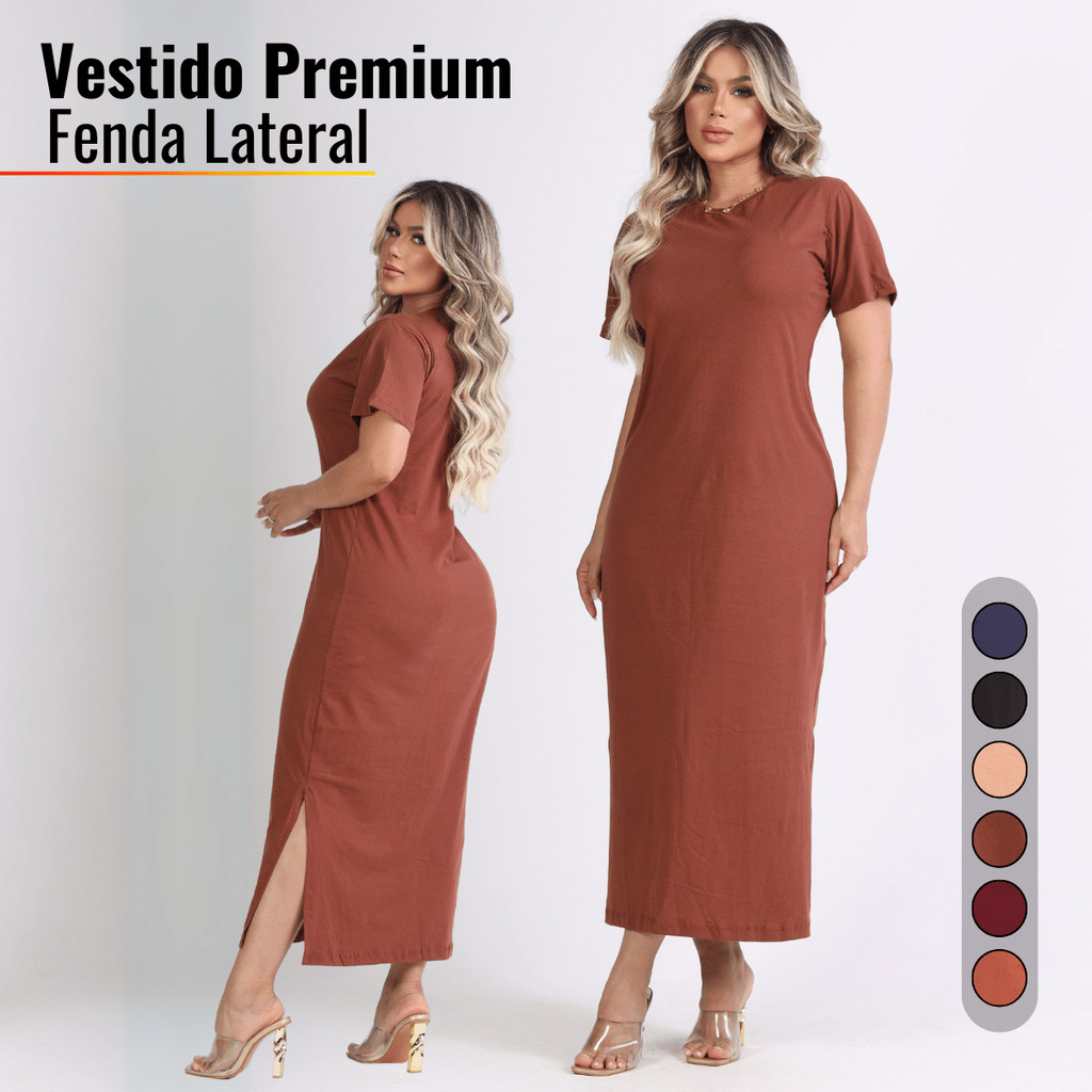 Vestido Feminino Fenda Lateral