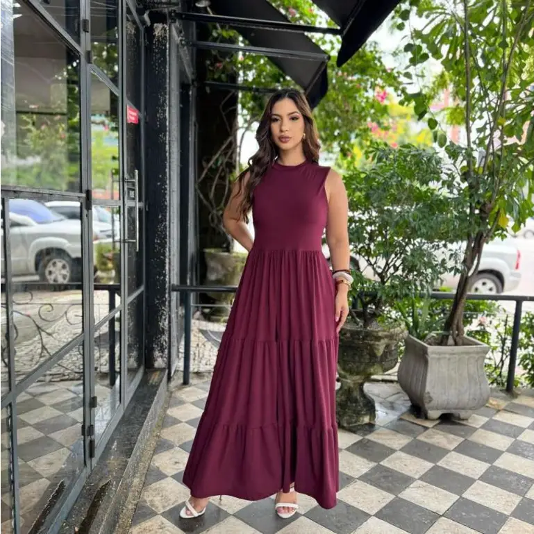 Vestido Feminino Longo Suede