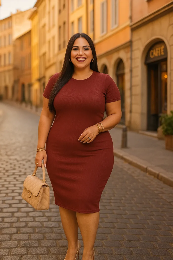 Vestido Canelado Plus Size Casual