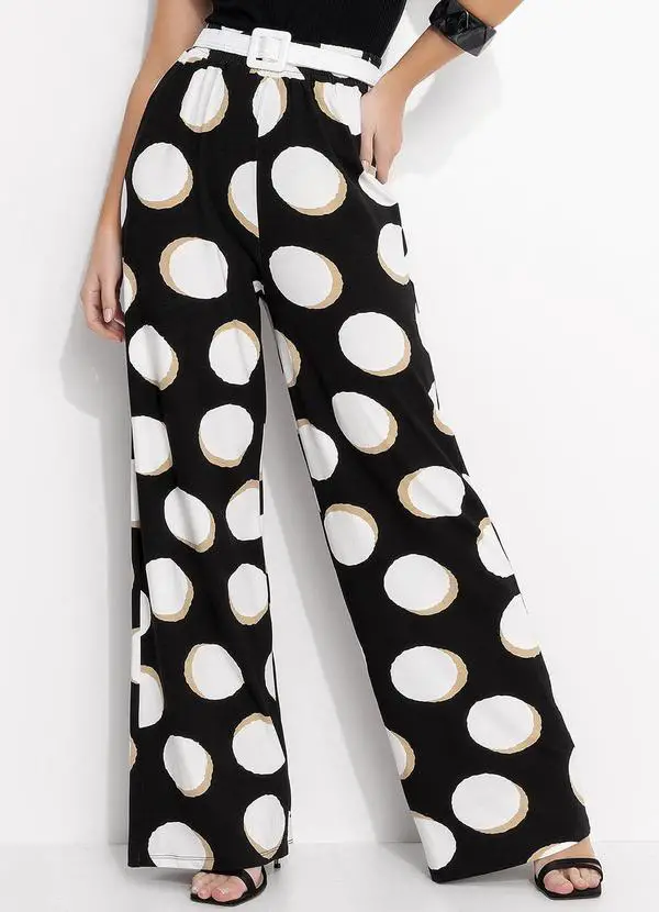 Calça Poá Irregular Em Malha