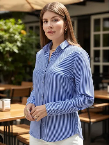 Camisa Feminina Listrada Camisa Social Feminina Listrada Manga Longa