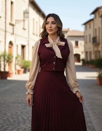 Conjunto Feminino Saia E Colete Plissado