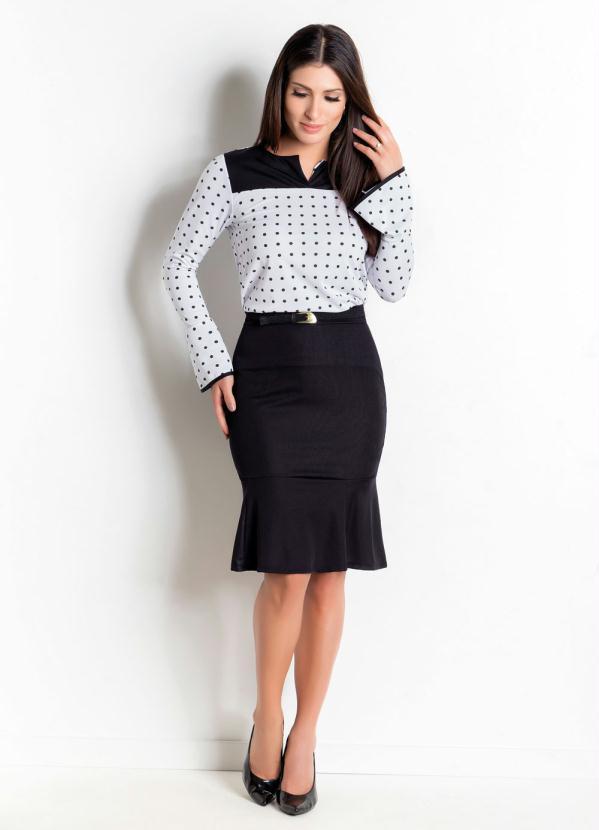 Conjunto Poá E Preto Com Babados