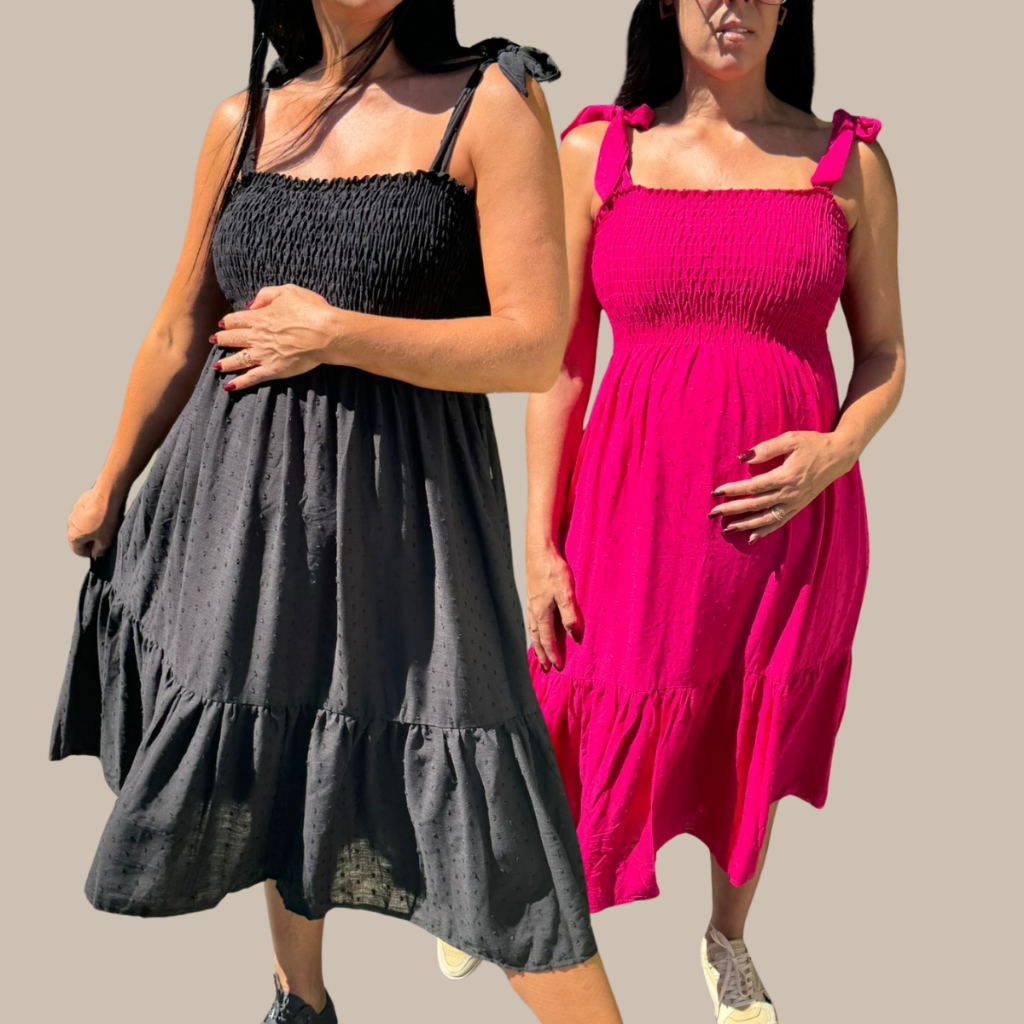 Kit 2 Vestido Curto Midi Soltinho Gestante