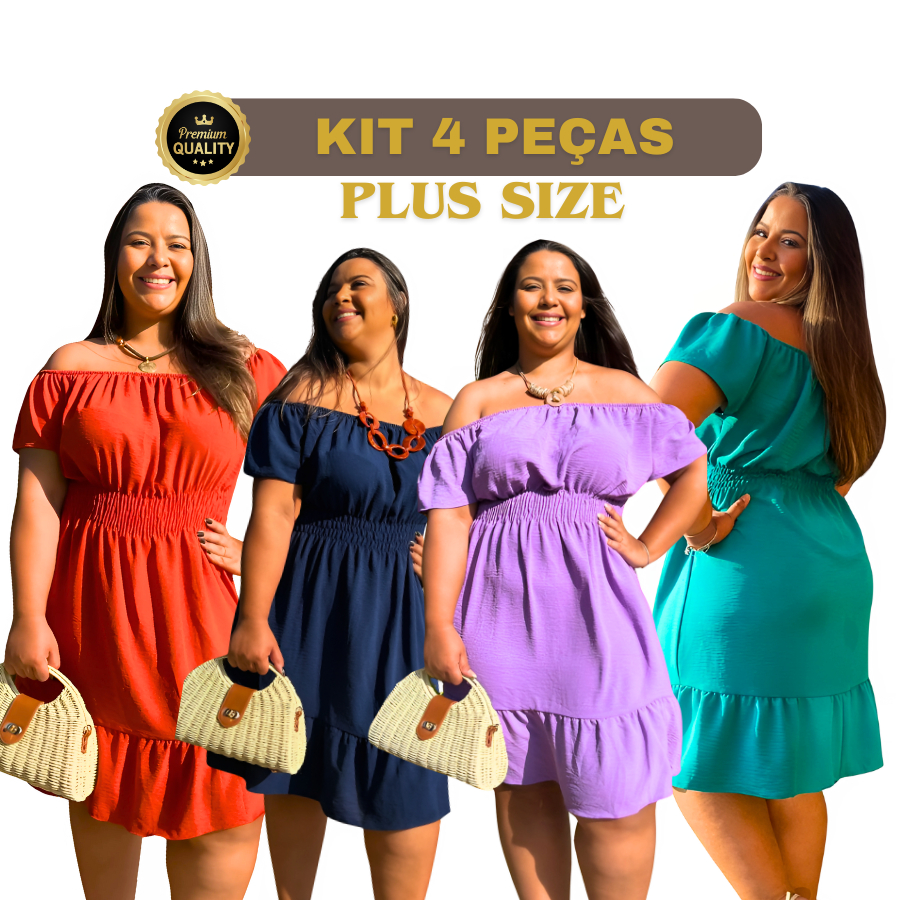 Kit 4 Vestidos Curtos Plus Size Feminino Ciganinha