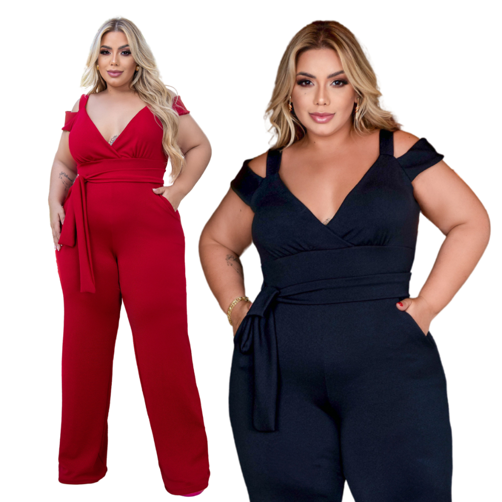 Macacão Feminino Longo Plus Size Pantalona