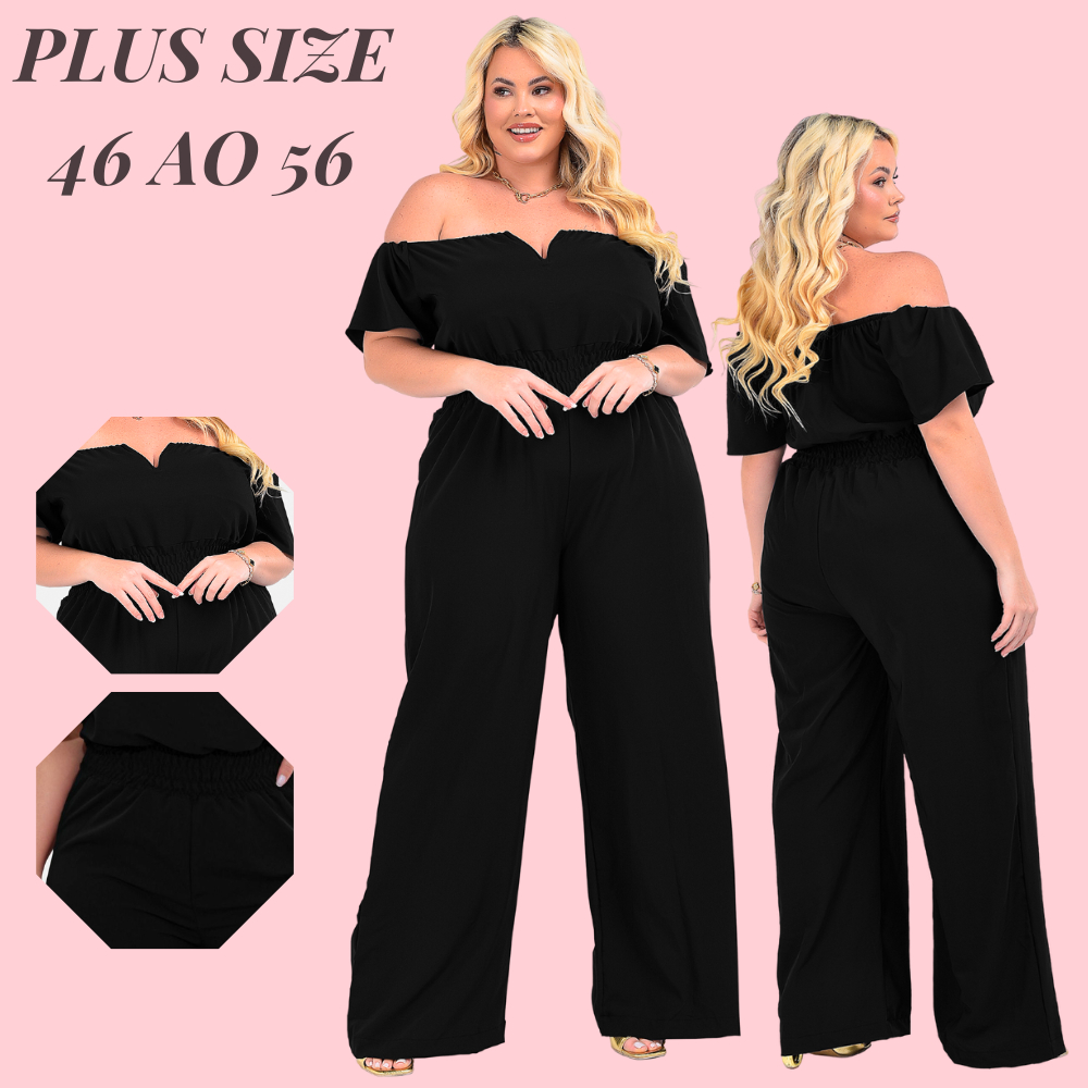 Macacão Longo Plus Barra Wide Leg