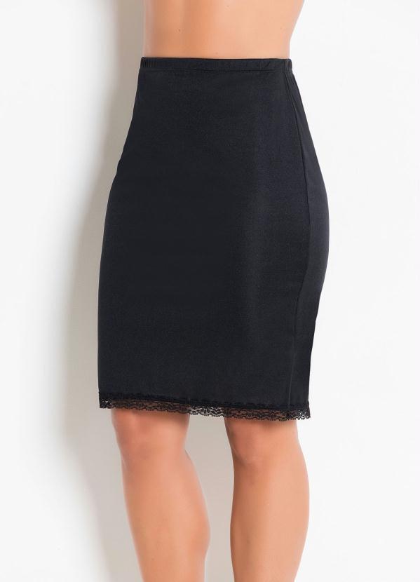 Saia Anágua Preta Com Renda