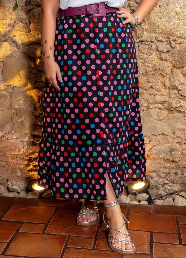 Saia Poá Colorido Em Malha