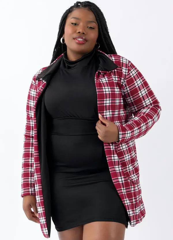 Sobretudo Dupla Face Xadrez E Preto