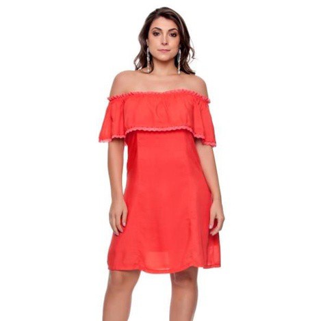 Vestido Curto Viscocrepe Ciganinha Laranja