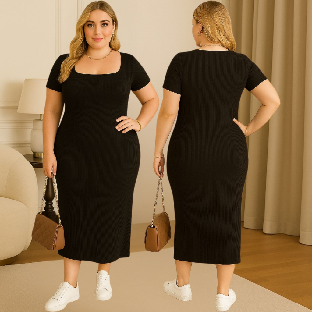 Vestido Feminino Plus Size Elegante