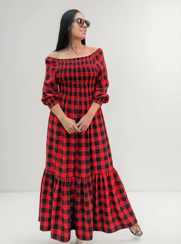 Vestido Festa Junina Longo Xadrez