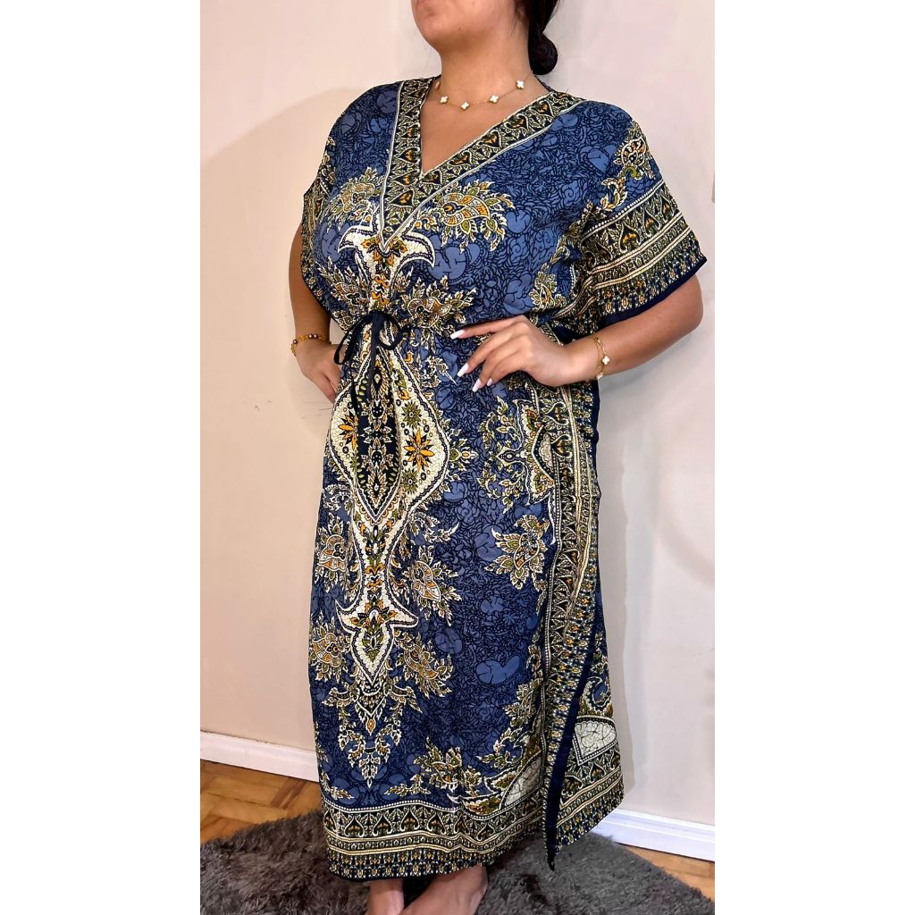Vestido Indiano Kaftan Longo Estampado